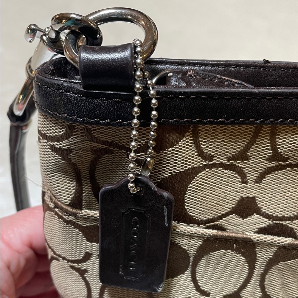 Coach Signature Brown & Tan Crossbody w Black Leather- Used - Picture 9 of 17